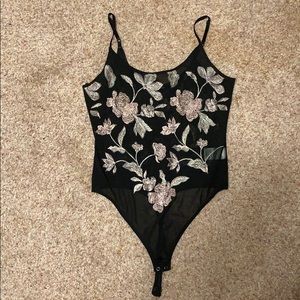 Express Lace Sheer Mesh Thong Bodysuit